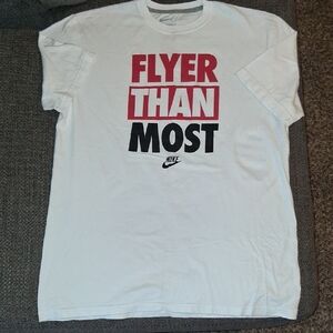 Nike "Flyer Than Most" T-Shirt White/Black/Red Men's XL Just Do It